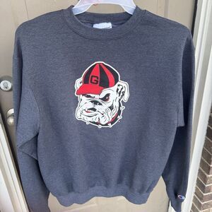 Georgia Bulldogs Grey Men's Crewneck Champion Sweater Medium Vintage